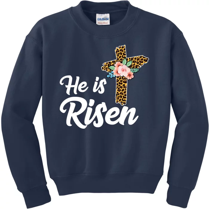 He Is Risen Jesus Christ Easter Cross Kids Sweatshirt