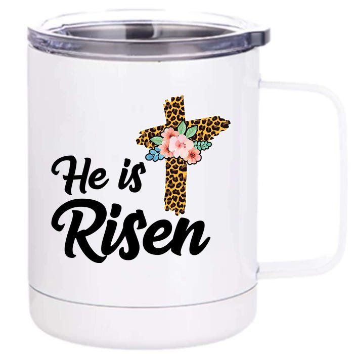 He Is Risen Jesus Christ Easter Cross Front & Back 12oz Stainless Steel Tumbler Cup