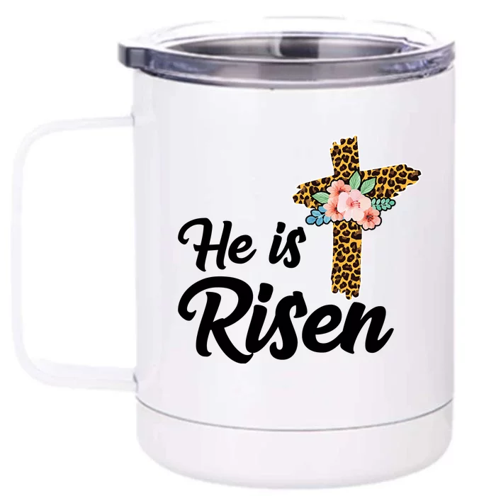 He Is Risen Jesus Christ Easter Cross Front & Back 12oz Stainless Steel Tumbler Cup