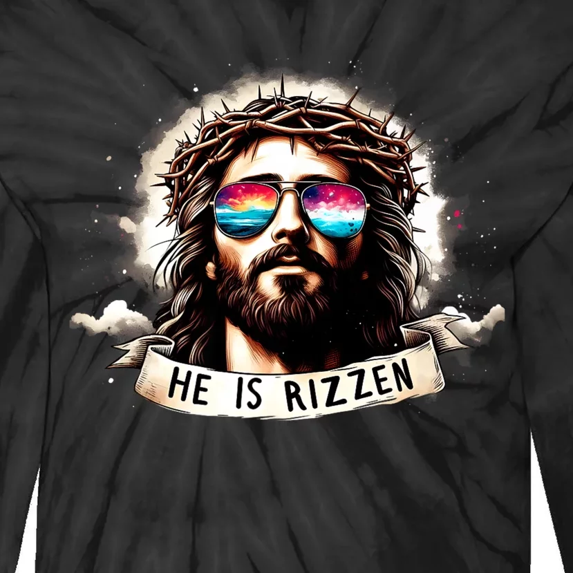 He Is Rizzen Jesus Is Rizzen Christian Jesus Religious Tie-Dye Long Sleeve Shirt