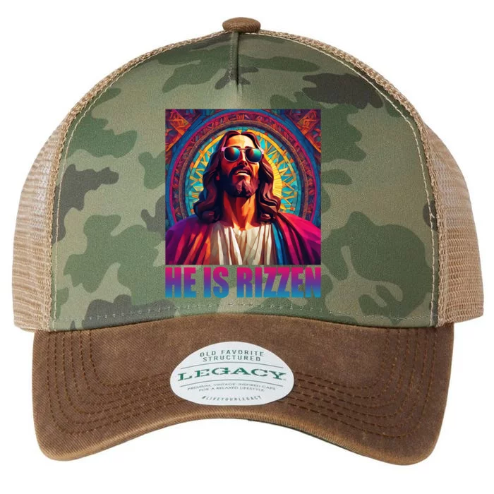 He Is Rizzen Jesus Portrait Risen Legacy Tie Dye Trucker Hat