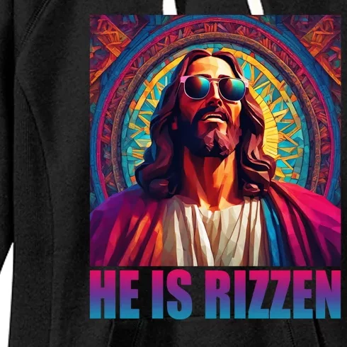 He Is Rizzen Jesus Portrait Risen Women's Fleece Hoodie