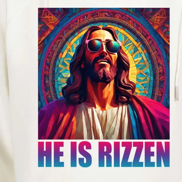 He Is Rizzen Jesus Portrait Risen Womens Funnel Neck Pullover Hood