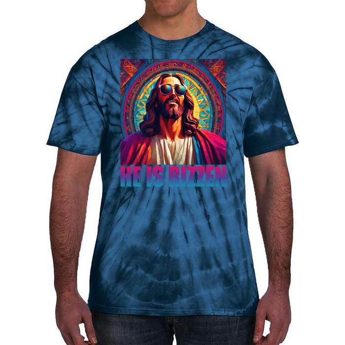 He Is Rizzen Jesus Portrait Risen Tie-Dye T-Shirt