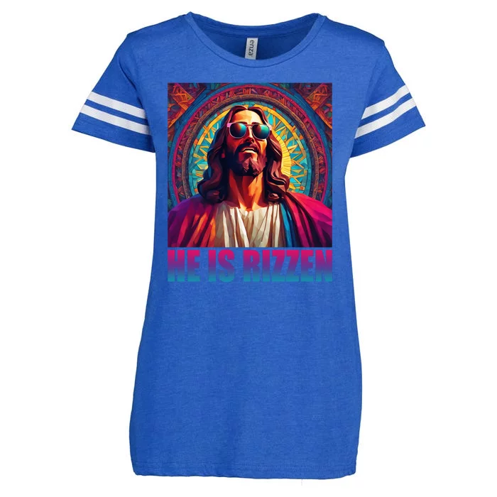 He Is Rizzen Jesus Portrait Risen Enza Ladies Jersey Football T-Shirt