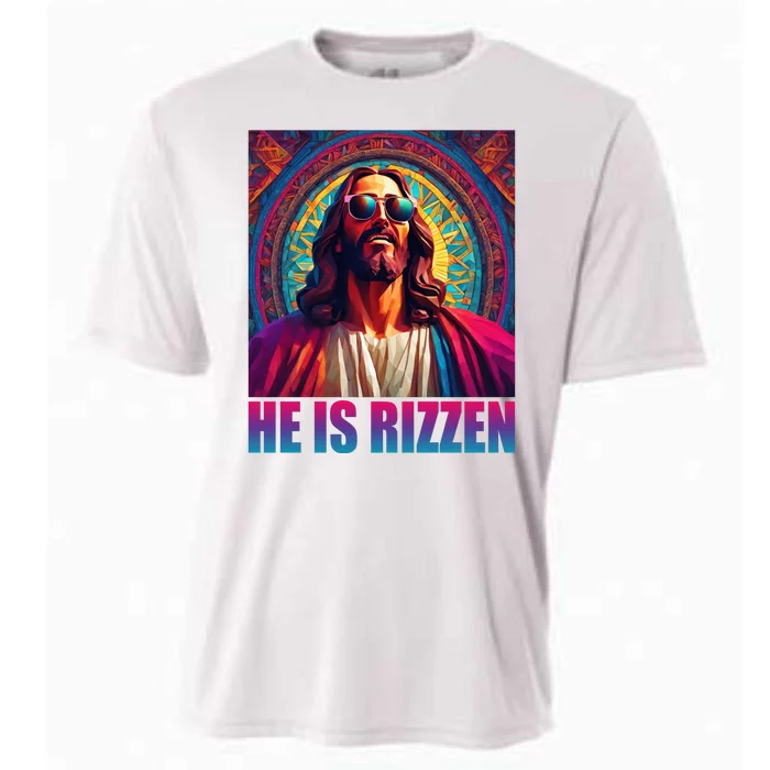 He Is Rizzen Jesus Portrait Risen Cooling Performance Crew T-Shirt