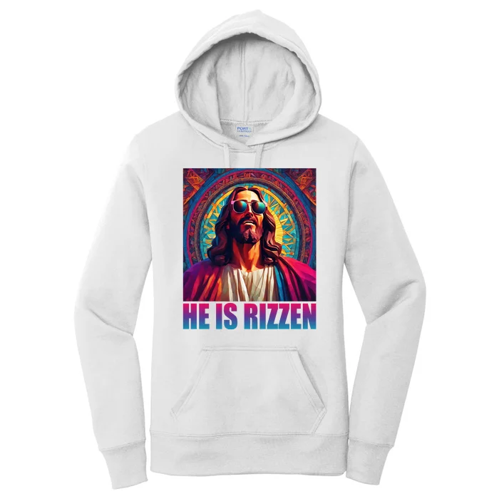 He Is Rizzen Jesus Portrait Risen Women's Pullover Hoodie