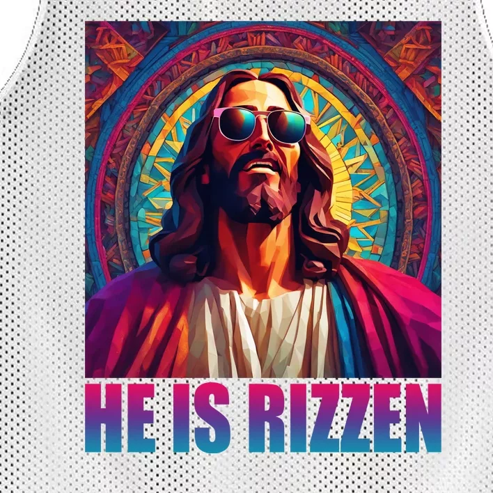 He Is Rizzen Jesus Portrait Risen Mesh Reversible Basketball Jersey Tank