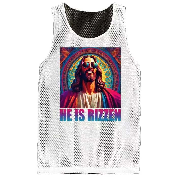 He Is Rizzen Jesus Portrait Risen Mesh Reversible Basketball Jersey Tank