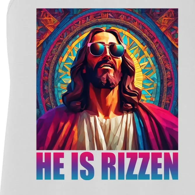 He Is Rizzen Jesus Portrait Risen Women's Racerback Tank