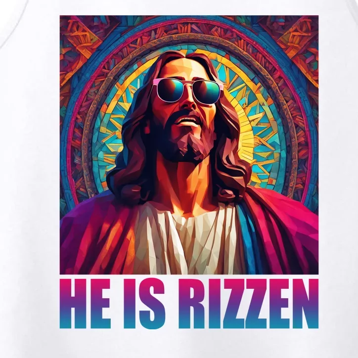 He Is Rizzen Jesus Portrait Risen Performance Tank