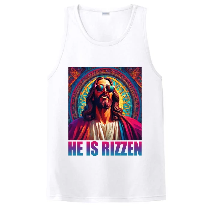 He Is Rizzen Jesus Portrait Risen Performance Tank