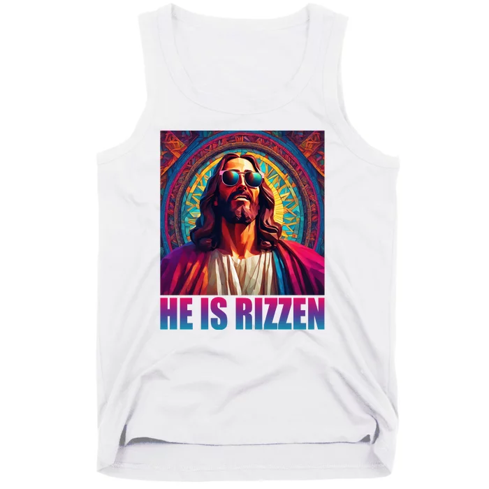 He Is Rizzen Jesus Portrait Risen Tank Top