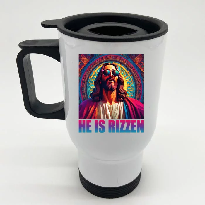 He Is Rizzen Jesus Portrait Risen Front & Back Stainless Steel Travel Mug