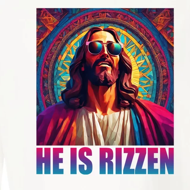 He Is Rizzen Jesus Portrait Risen Cropped Pullover Crew