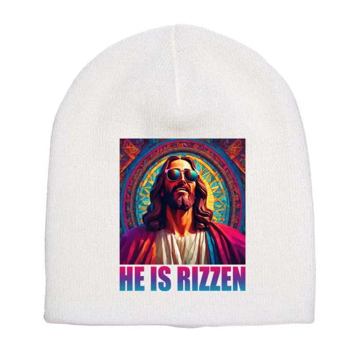 He Is Rizzen Jesus Portrait Risen Short Acrylic Beanie