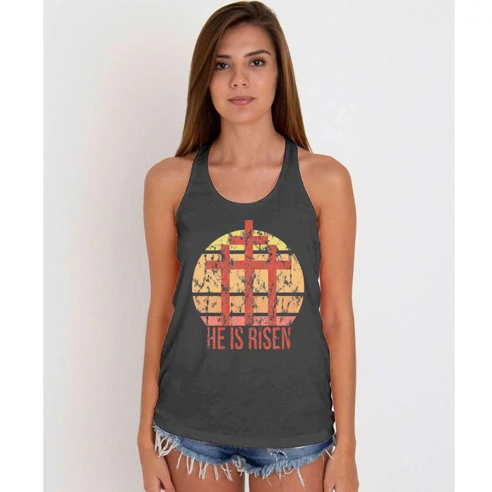 He Is Risen Religious Easter Women's Knotted Racerback Tank