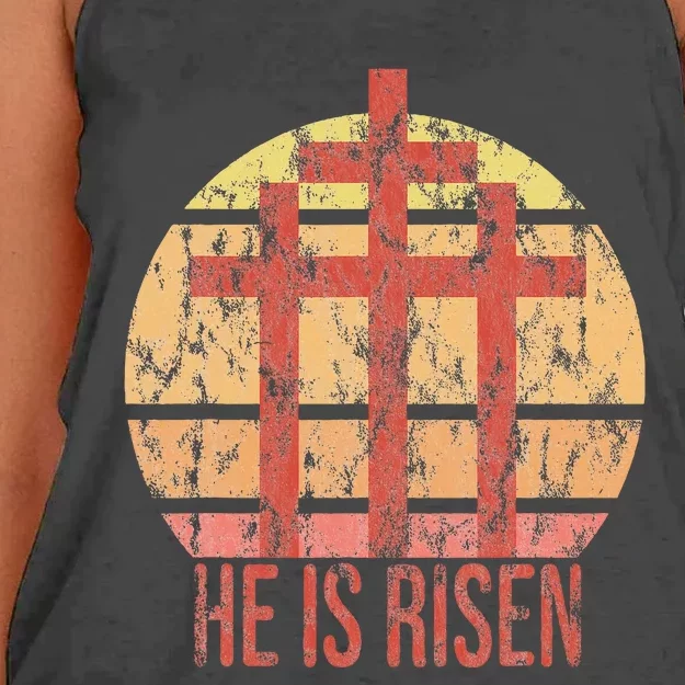 He Is Risen Religious Easter Women's Knotted Racerback Tank