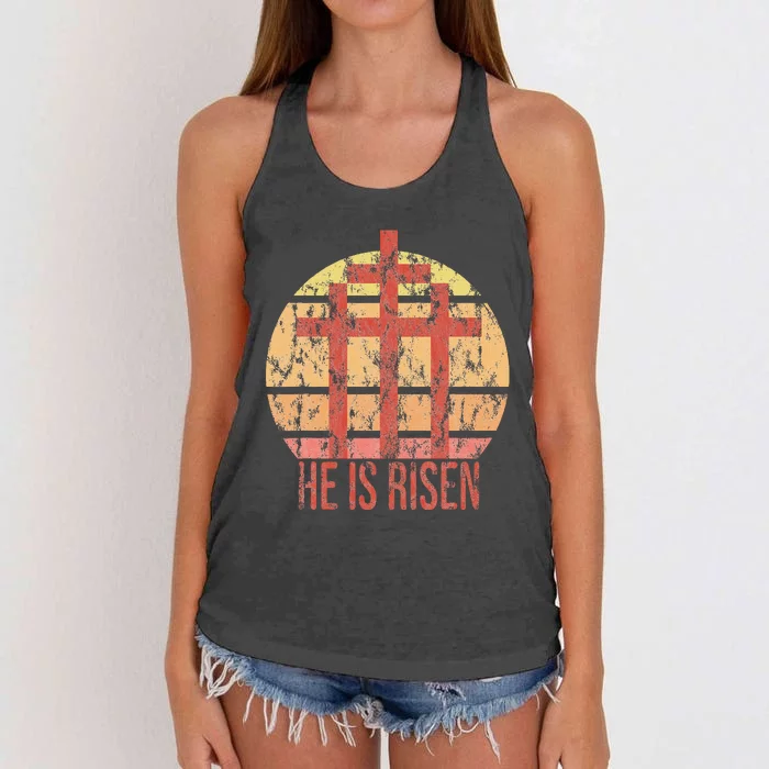 He Is Risen Religious Easter Women's Knotted Racerback Tank