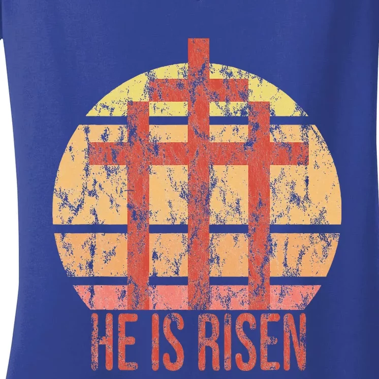 He Is Risen Religious Easter Women's V-Neck T-Shirt