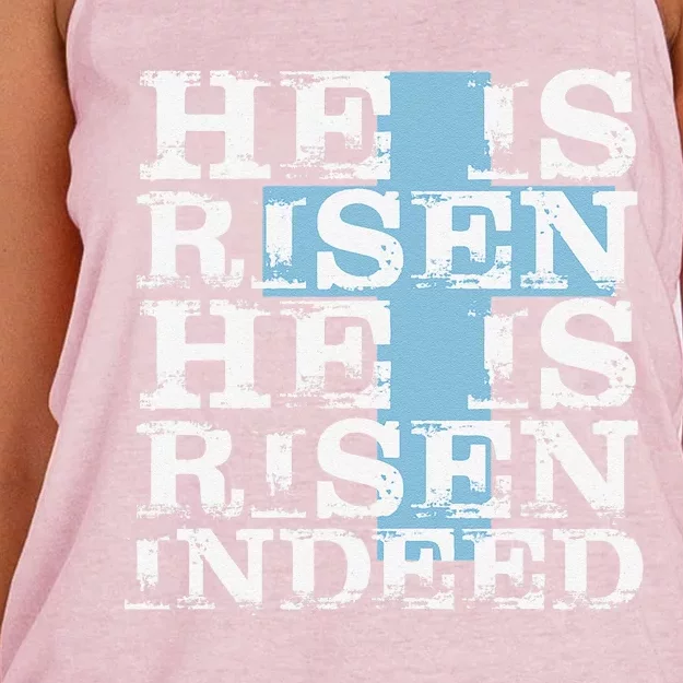 He Is Risen Indeed Cute Easter Resurrection Sunday Funny Women's Knotted Racerback Tank