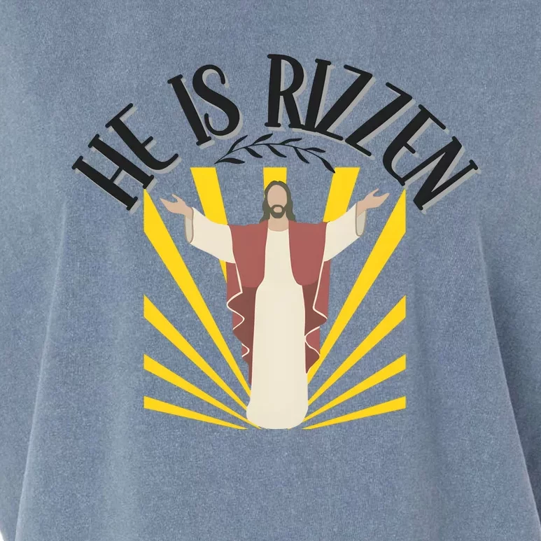 He Is Rizzen Jesus Meme Quote Garment-Dyed Women's Muscle Tee