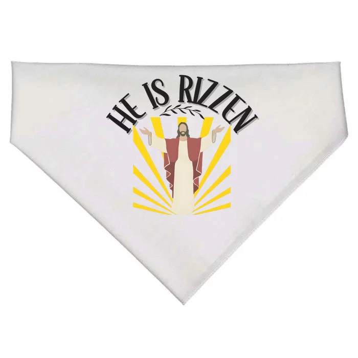 He Is Rizzen Jesus Meme Quote USA-Made Doggie Bandana