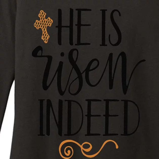 He Is Risen Indeed Easter Christian Cross Jesus Religious Womens CVC Long Sleeve Shirt