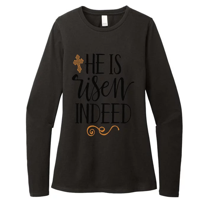 He Is Risen Indeed Easter Christian Cross Jesus Religious Womens CVC Long Sleeve Shirt