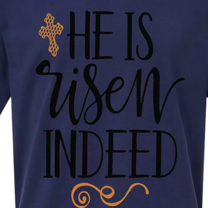 He Is Risen Indeed Easter Christian Cross Jesus Religious Sueded Cloud Jersey T-Shirt