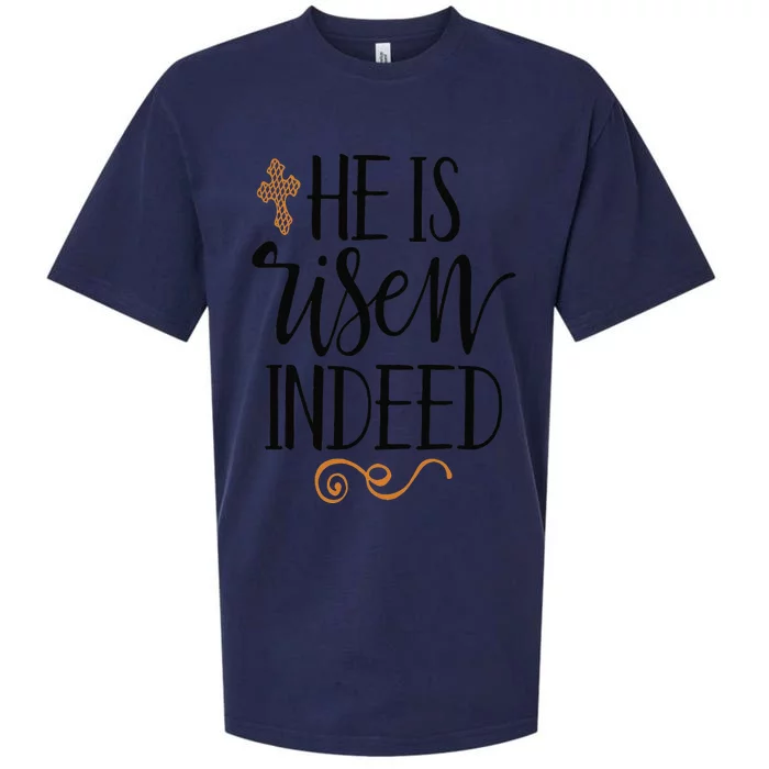 He Is Risen Indeed Easter Christian Cross Jesus Religious Sueded Cloud Jersey T-Shirt