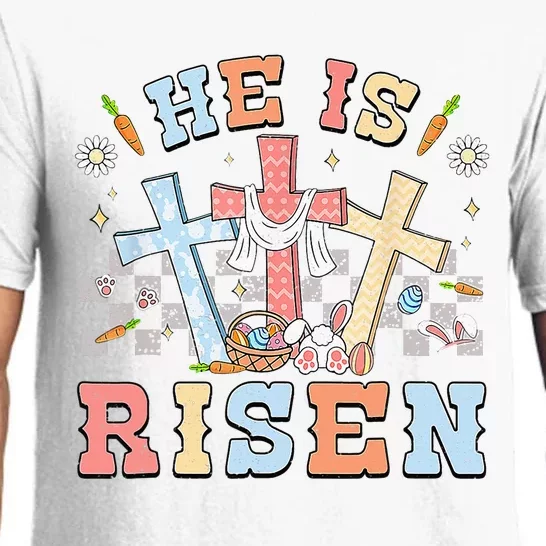 He Is Risen Easter Day Jesus Cross Religious Christian Retro Pajama Set