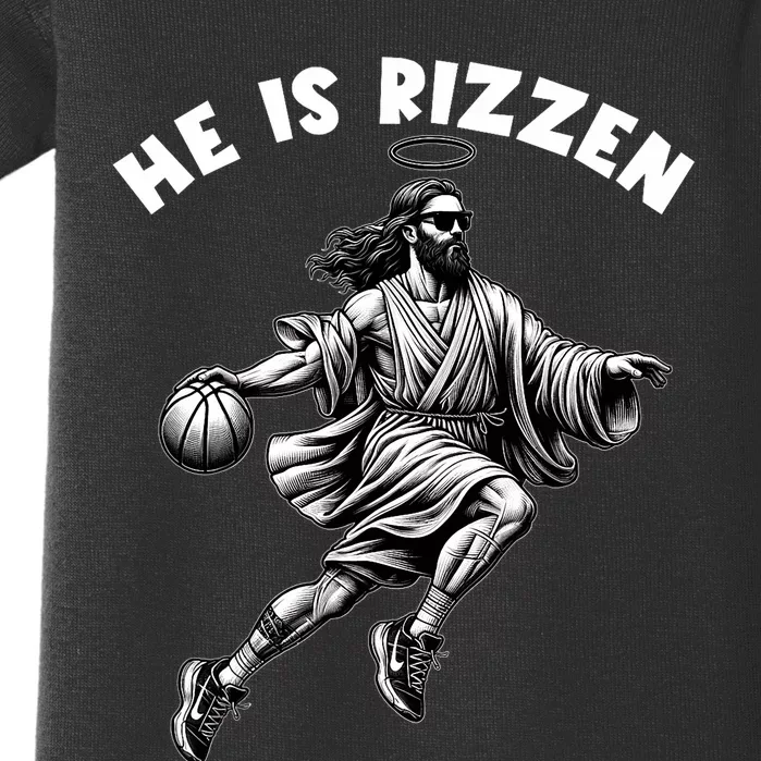 He Is Rizzen Jesus Playing Basketball Funny Easter Day Baby Bodysuit