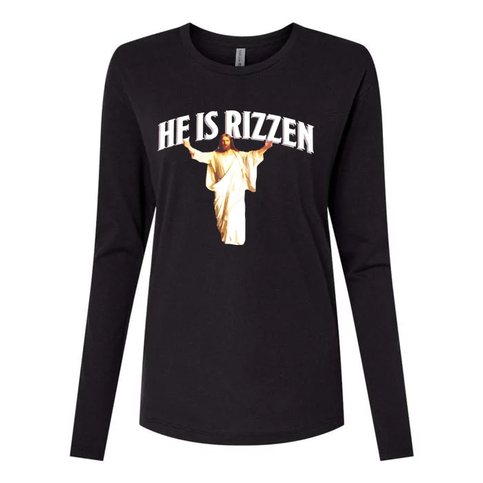 He Is Rizzen Meme Womens Cotton Relaxed Long Sleeve T-Shirt