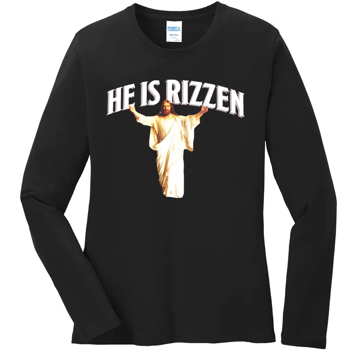 He Is Rizzen Meme Ladies Long Sleeve Shirt