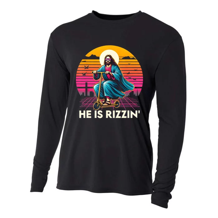 He Is Rizzen Jesus Is Rizzen Cool Jesus Jesus Has Rizzen Cooling Performance Long Sleeve Crew