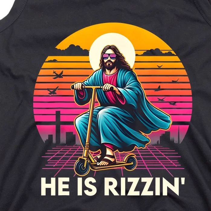 He Is Rizzen Jesus Is Rizzen Cool Jesus Jesus Has Rizzen Tank Top