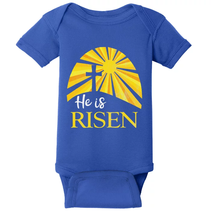 He Is Risen Religious Easter Jesus Christian Baby Bodysuit