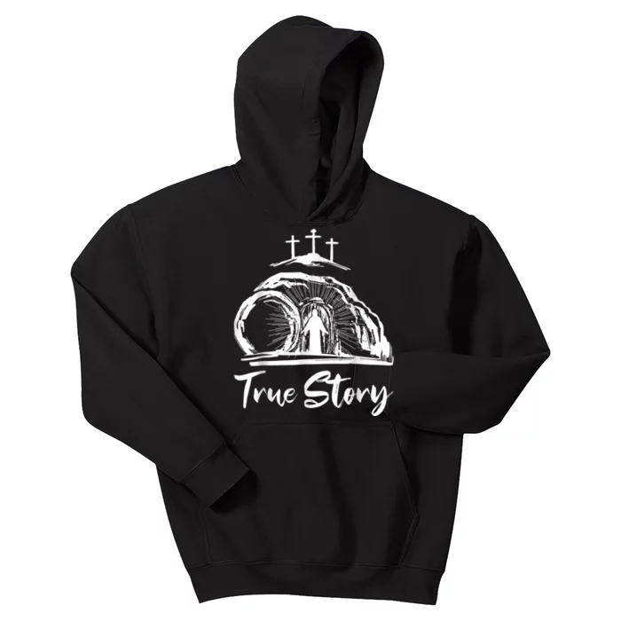 He Is Risen Cross Jesus Easter Day Christians True Story Kids Hoodie