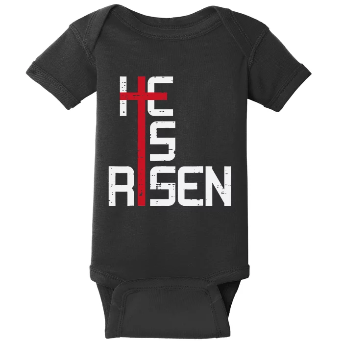 He Is Risen Easter Day Jesus Cross Religious Christian Bible Baby Bodysuit