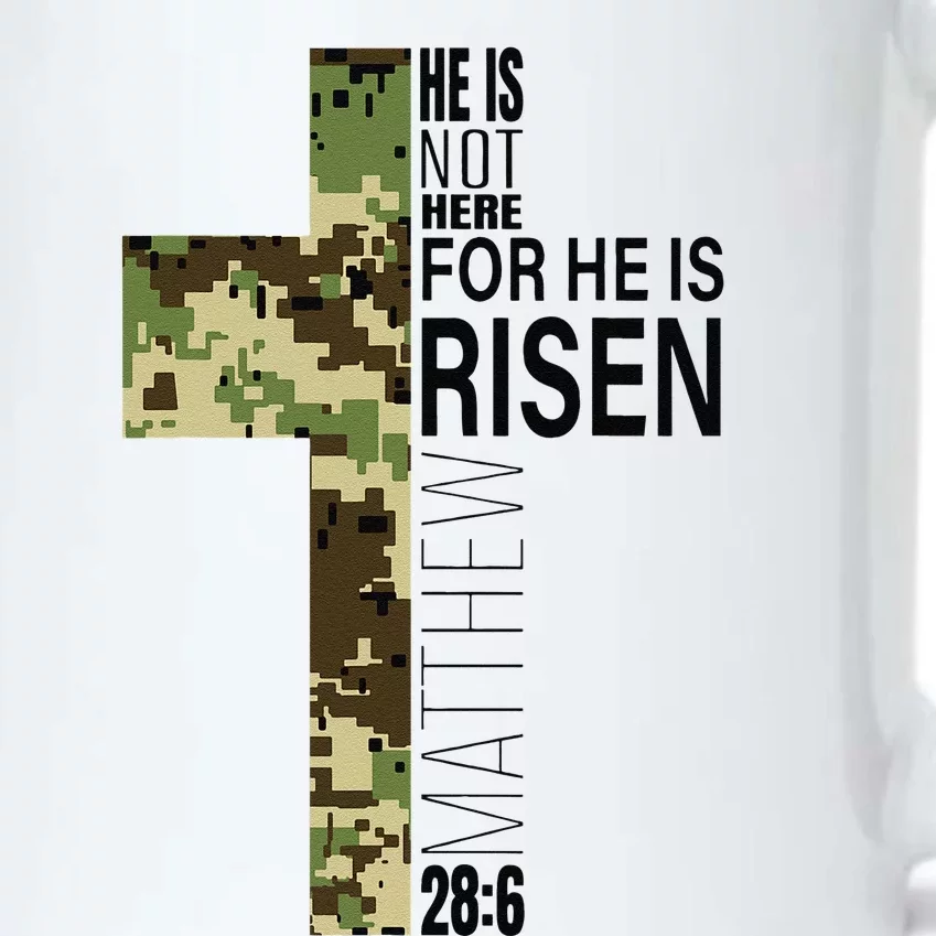 He Is Risen Christian Easter Verse Green Camo Cross Black Color Changing Mug