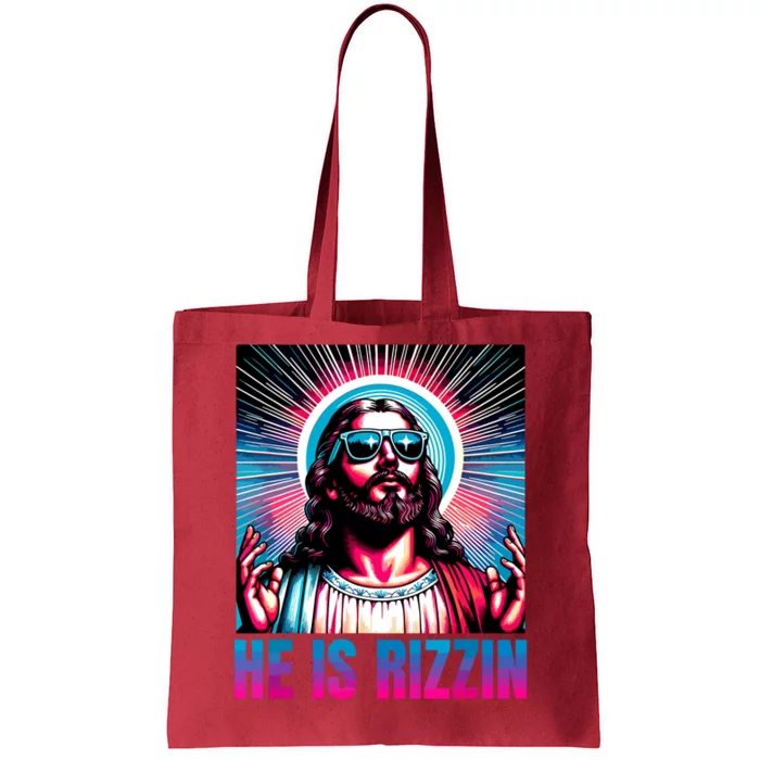 He Is Rizzin Jesus Is Rizzen Tote Bag