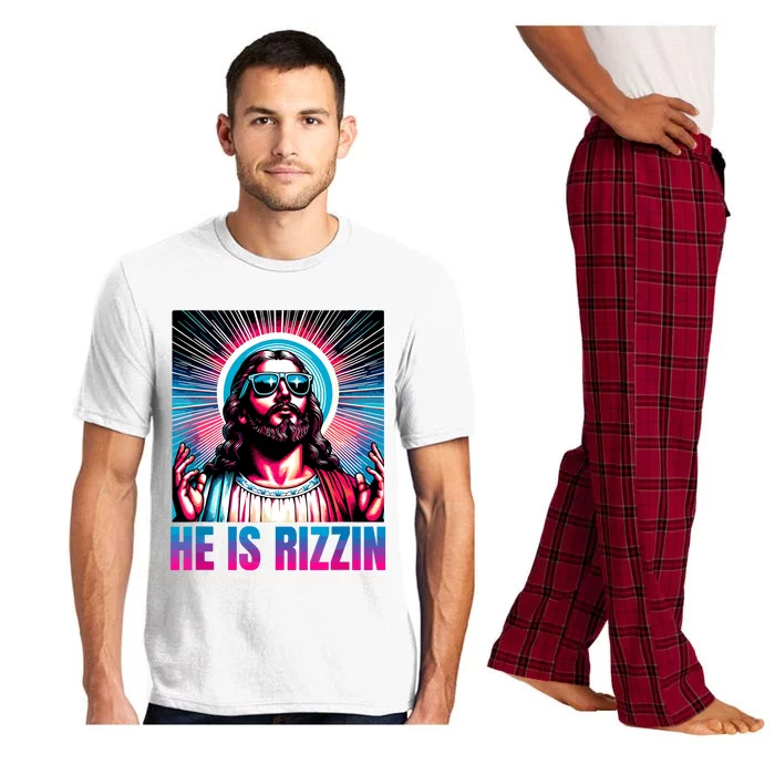 He Is Rizzin Jesus Is Rizzen Pajama Set