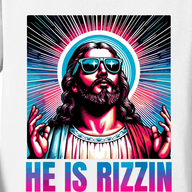 He Is Rizzin Jesus Is Rizzen Kids Long Sleeve Shirt