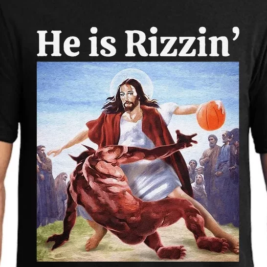 He Is Rizzin Jesus Is Rizzen Jesus Basketball Christian Pajama Set