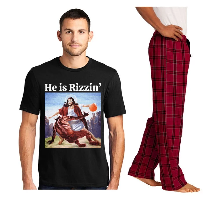 He Is Rizzin Jesus Is Rizzen Jesus Basketball Christian Pajama Set