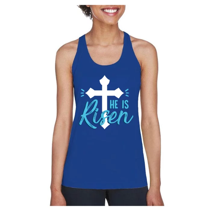 He Is Risen Inspirational Religious Holy Week Christian Gift Women's Racerback Tank