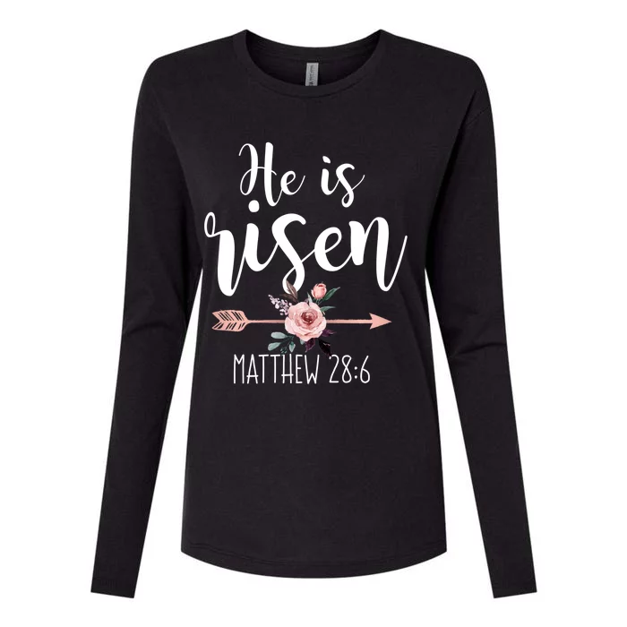 He Is Risen Floral Arrow Easter Christian Teen Gift Womens Cotton Relaxed Long Sleeve T-Shirt