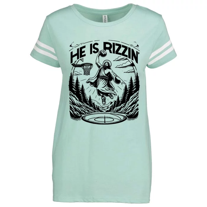 He Is Rizzin Funny Basketball Christian Religious Gift Enza Ladies Jersey Football T-Shirt