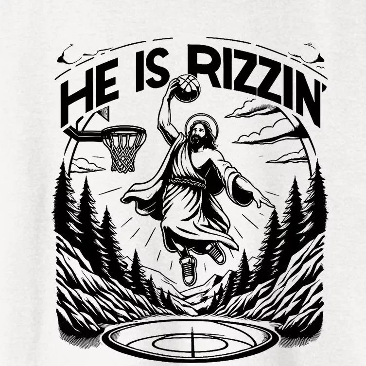 He Is Rizzin Funny Basketball Christian Religious Gift Women's Crop Top Tee